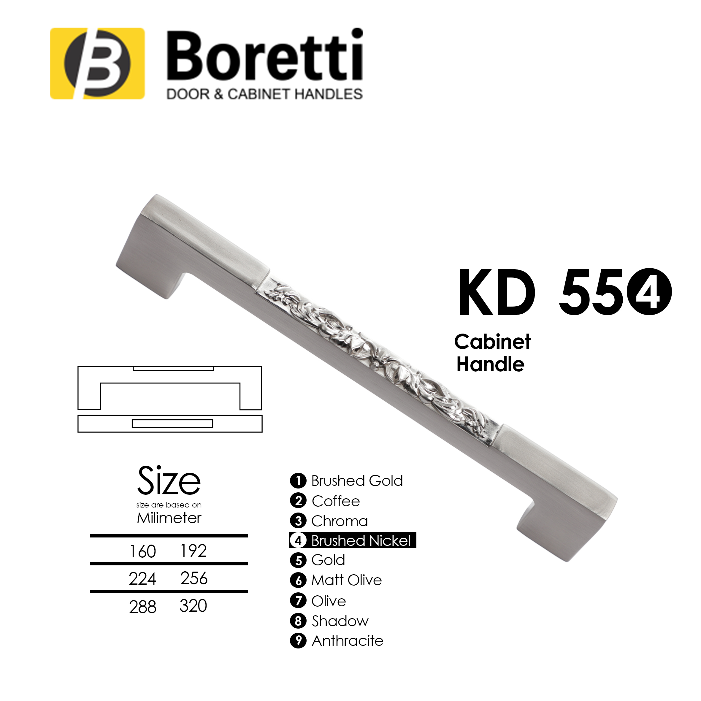 دستگیره کابینت و کمد جنرال B55 بورتی