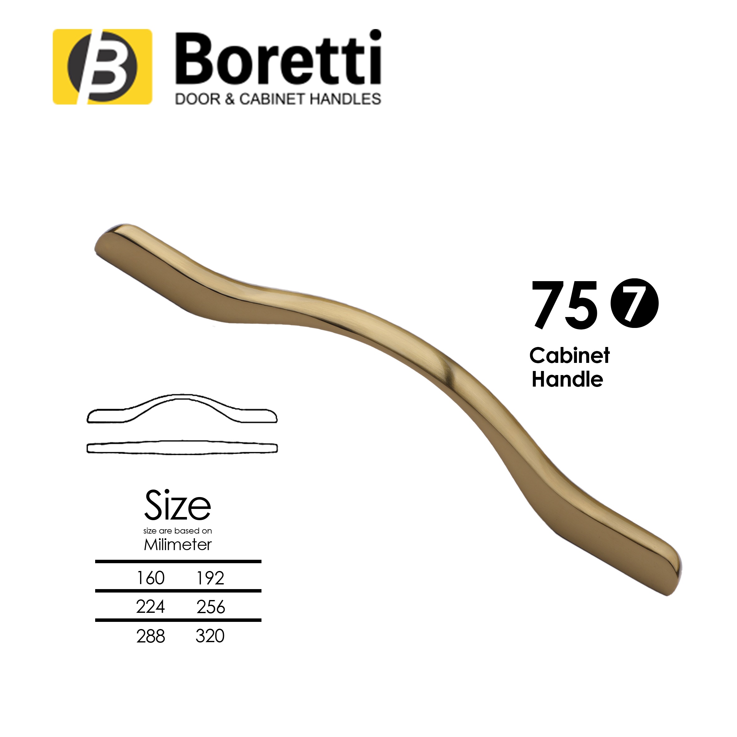 دستگیره کابینت و کمد جنرال B75 بورتی