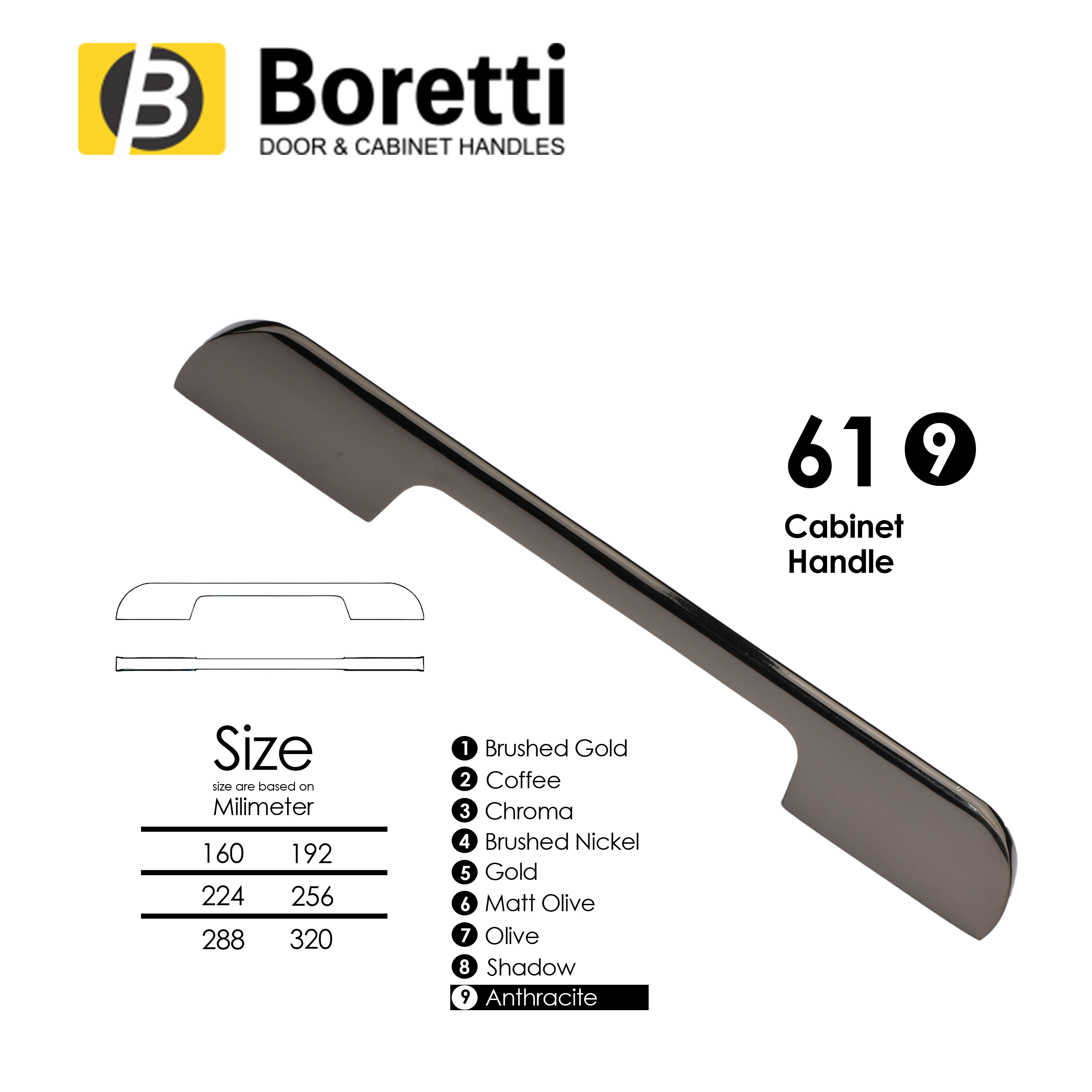دستگیره کابینت و کمد جنرال B61 بورتی